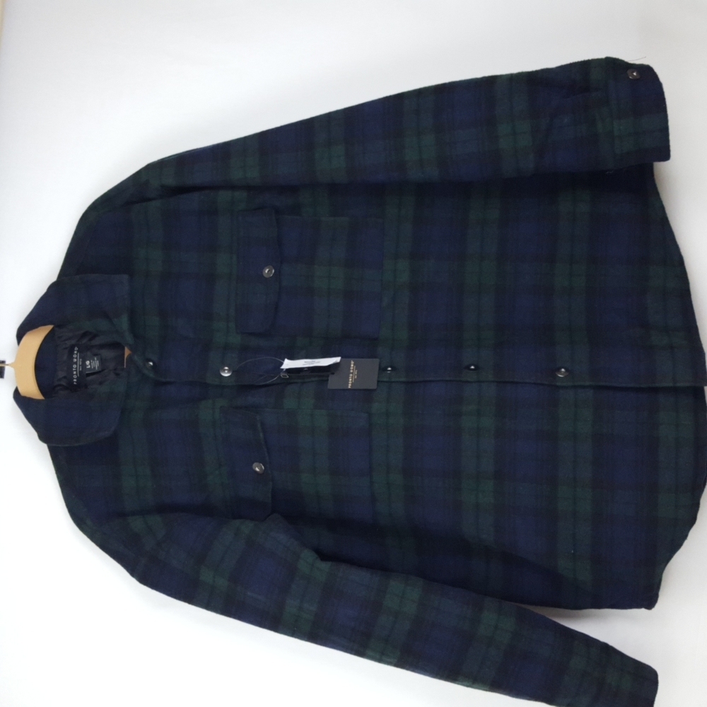 Pronto Uomo green and blue plaid Shacket